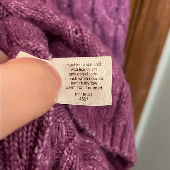 Lane Bryant UGC Size 14/16 Purple Cable Knit Sweater long sleeve crew neck - Picture 7 of 10